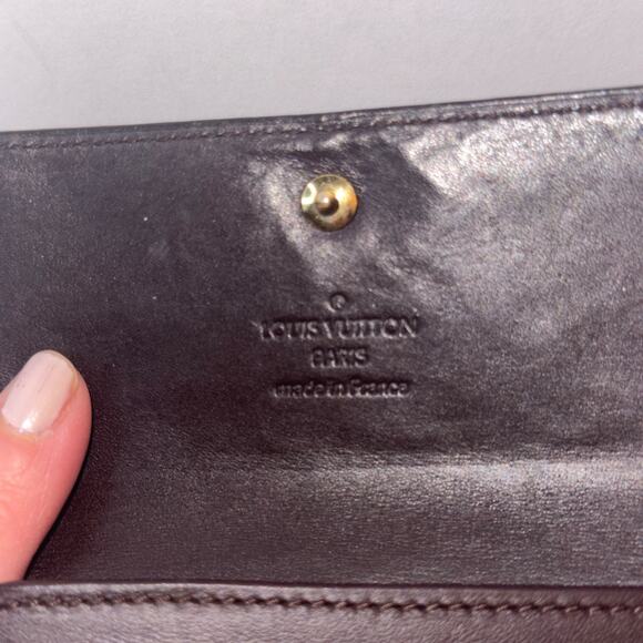 LOUIS VUITTON Vernis Elise Wallet M93523 Amarante burgundy Trifold Double Snap - Picture 10 of 12